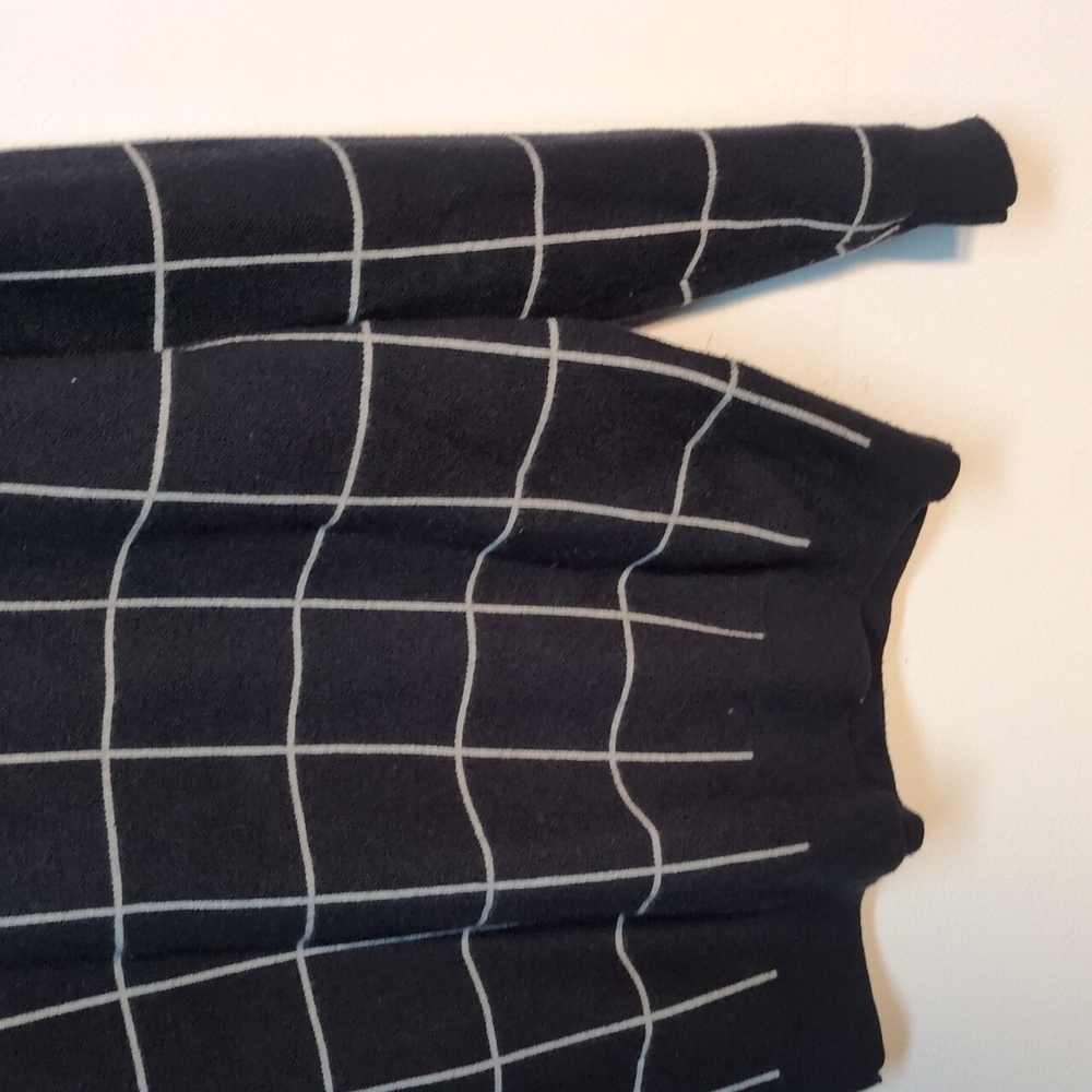 Zara Black Windowpane Grid Pattern Sweater Size Xl - image 6